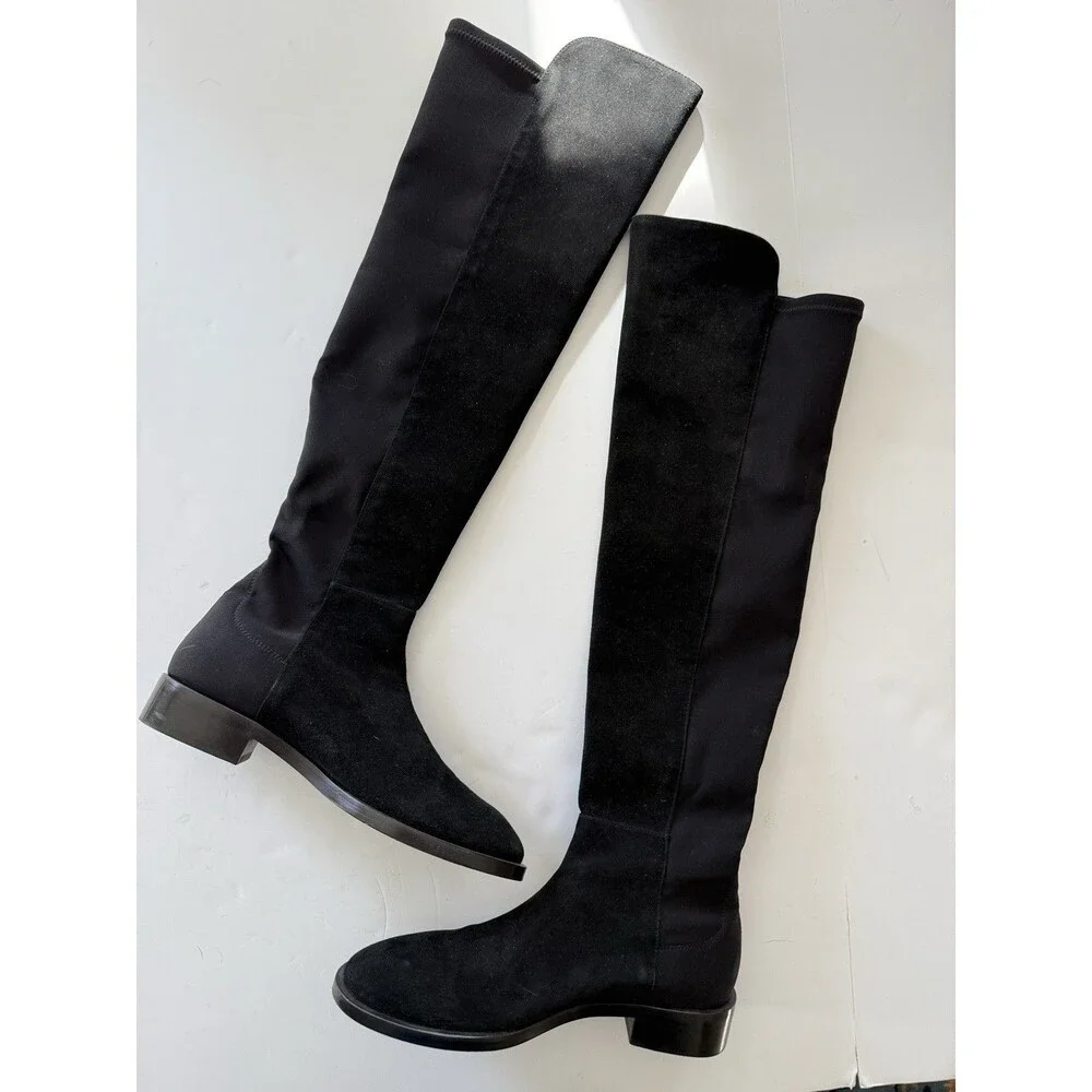 Stuart Weitzman Keelan Suede Knee-High Boots 5050 Black Size 8.5 S5448